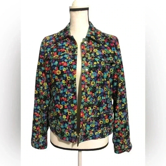 Vintage Liz Claiborne Floral Corduroy Jacket Size Medium - Picture 1 of 2